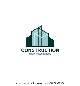 letter p logo icon for construction or building with creative illustration