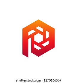 Letter P logo icon design template elements, Initial P with Hexagon logo concept - Vector