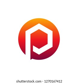Letter P logo icon design template elements, Initial P with Hexagon logo concept - Vector
