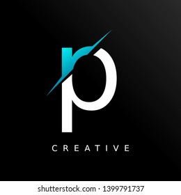 Letter P Logo Icon Design Template Element. Neon blue color - Vector