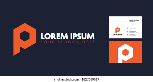 Letter P logo icon design template elements. Business card with alphabet letter p. 