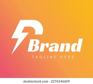 Letter P logo icon design template elements. Initial letter P logo with lightning symbol, negative space style. Usable for Branding and Business Logos.

