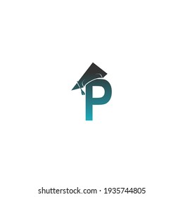Letter P logo icon with graduation hat design vector illustration