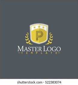 Letter P Logo Icon. Master Shield Logo Template. 