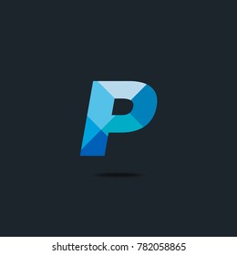Letter P Logo icon. polygon pattern text. Geometric texture.  Vector element.
