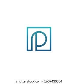 letter p logo icon with square