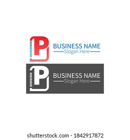 Logo-Symbol des Buchstaben P in quadratischem Design, Vektorgrafik