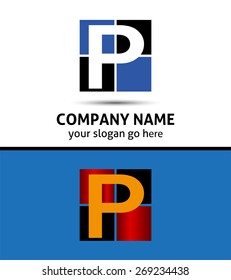 Letter P logo icon template elements
