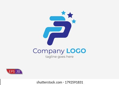 letter P and P logo isnpiration, flat logo design template, vetor illustration