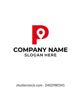 Letter P logo with location icon. P pointer logo template, gps logo initial