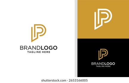 Letter P and I Logo Luxury Linear design vector template. Logotype Type Symbol Character.