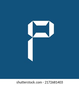 Letter P logo made from trapezium and isolated on blue background. Suitable for company, brand, product, event, and organization. 