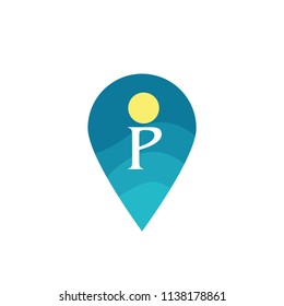 Letter P Logo Map Point,Check in,Pin maps symbol,Gps icon