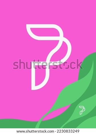 Letter P logo mark in a simple, organic monoline style, for your initials, ornaments, design elements.