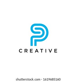 Letter P Logo. minimalist Unique modern geometric creative elegant. Vector icon