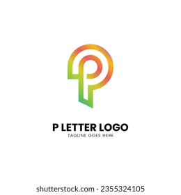 logotipo de letra p, color moderno de gradiente inicial, vector natural Icono diseño de material gráfico