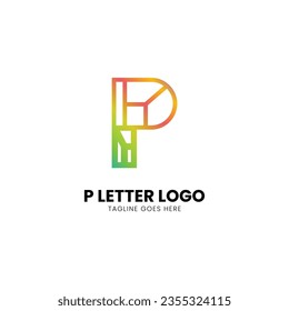 letter p logo, modern initial gradient color, natural vector Icon illustration stock design