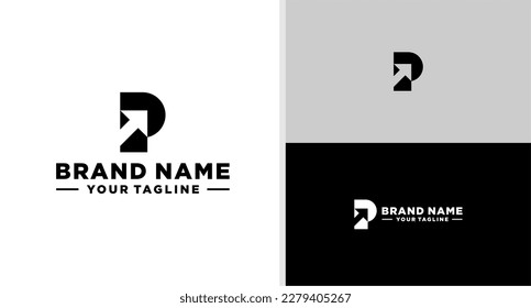 LETTER P LOGO MONOGRAM ARROW NEGATIVE SPACE GEOMETRIC DITABLE