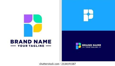 LETRA P LOGO MONOGRAM MODERNO SIMPLE EDITABLE