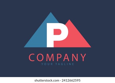 Letter P logo mountain design template