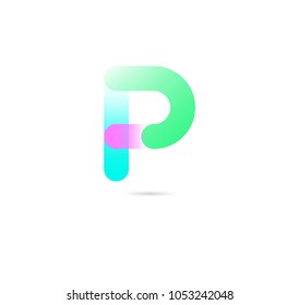 Letter P logo, multi colour letter icon vector template.