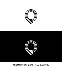 Letter p logo with multiple lines and look like map pin