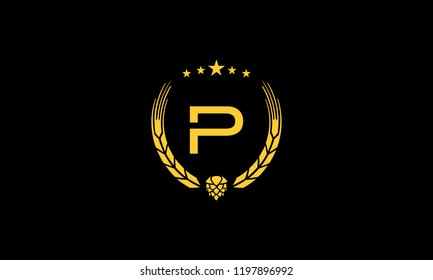LETTER P LOGO WITH NEGATIVE SPACE EFFECT IN WREATH FOR LOGO DESIGN OR ILLUSTRATION USE
