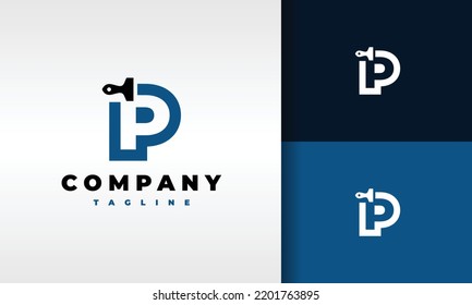letter P logo paint brush