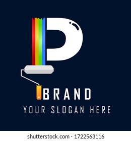 letter P logo with paint roller