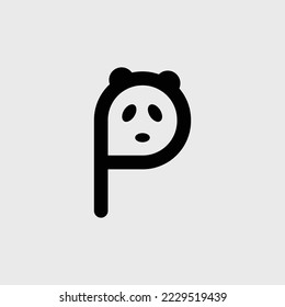 Letter P logo with panda face.