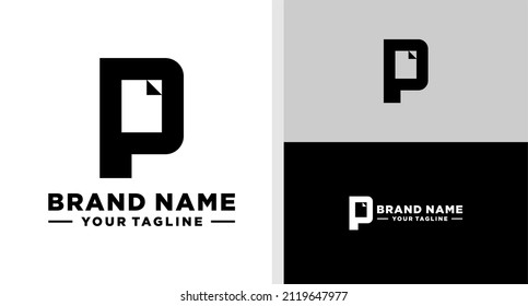 LETTER P LOGO PAPER NEGATIVE SPACE EDITABLE