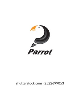 letter P logo parrot design template illustration vector