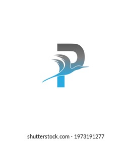 Letter P logo with pelican bird icon design vector