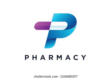 Letter P Logo with Pill Concept