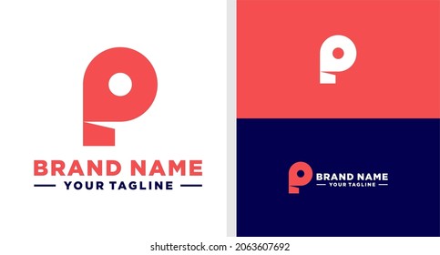 LETTER P LOGO PIN MAP NEGATIVE SPACE APP EDITABLE