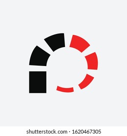 Letter P logo with pixel shape logotype vector design. - vector