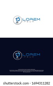 Letter P logo. P Pixel Vector logotype design