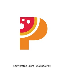 letter p logo with pizza concept