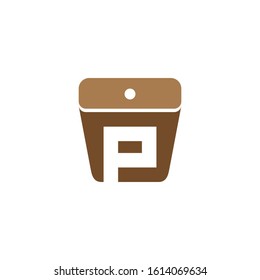 letter p logo with pocket element template