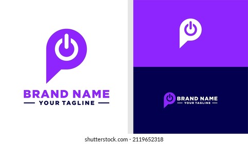 LETTER P LOGO POWER NEGATIVE SPACE EDITABLE