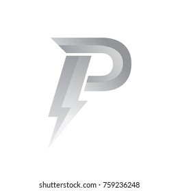 Letter P Logo Power Silver