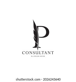 letter P logo and quill
.combination of letter P and vector quill .perfect for logos of legal consultants, lawyers, and more