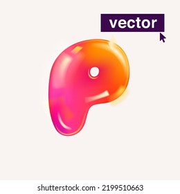 Letter P logo realistic 3D design in cartoon balloon style. Vector illustration. Perfect for cute banner, glossy design posters, multicolor icons, vibrant advertising.