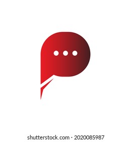 Letter-P-Logo mit roter Sprachkombination - Chat-Talk-Symbol einzeln auf weißem Hintergrund. Flaches Vectordesign-Vorlagenelement für Web- und Social-Media-Ressourcen.