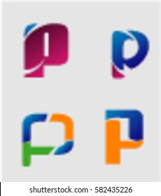 Letter P logo set
