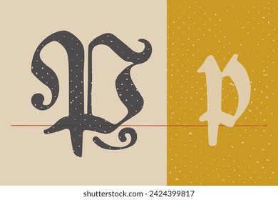 Letter P logo set. Medieval Polish blackletter calligraphy. 15th century Schwabacher Gothic type. Old German style font for fairy tale, premium newspaper headline, magic testament, heraldry manuscript