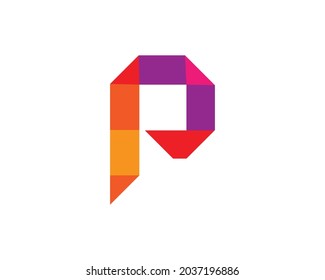 Ilustración del vector de diseño de la plantilla de logotipo de la letra P.