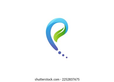 letter P logo template design with leaf combination in modern logo design style