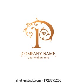Letter P logo template. Monnogram, delicate floral design. Personal logo. Vector design.