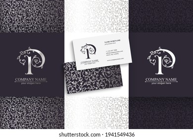 Logo-Vorlage für Buchstabe P. Monnogramm, zartes Blumendesign. Persönliches Logo. Vektordesign.